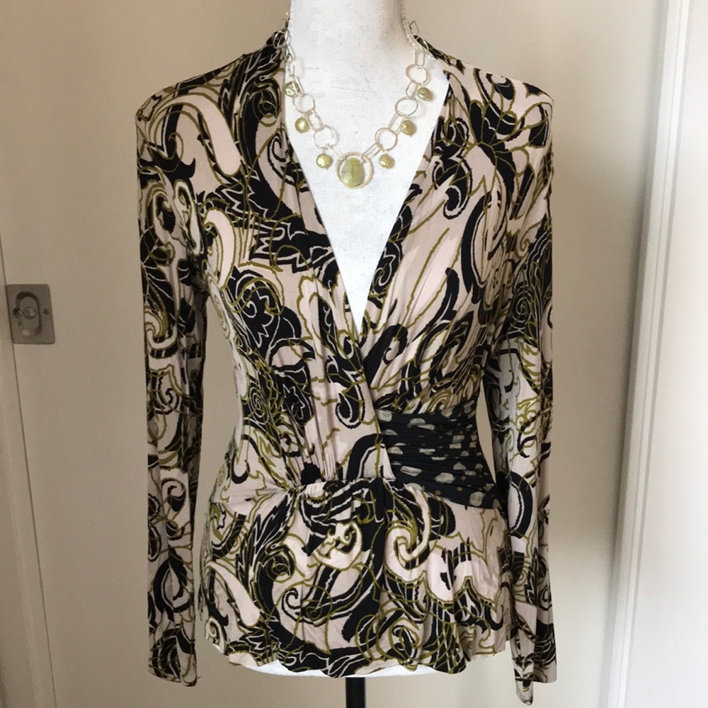 Artsy ETRO Mock Wrap Top w/ Side Gathers